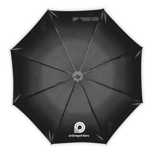 Ombrello dritto automatico nero con manico dritto.