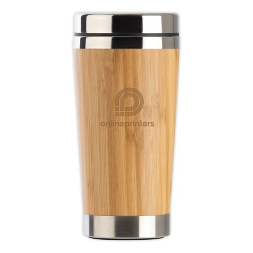 Bicchiere in acciaio inox e bamb con coperchio.