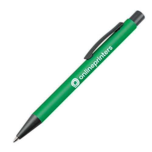 Penne a sfera in plastica verde con clip.