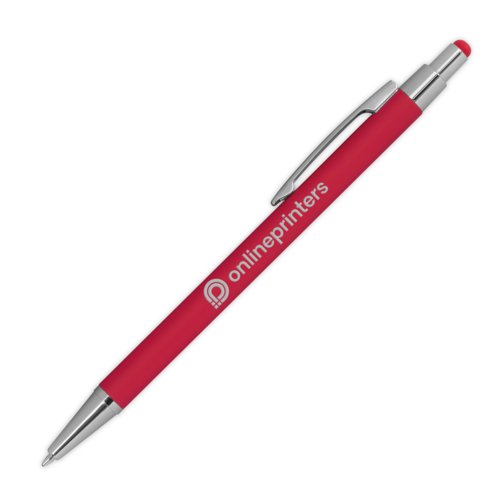 Penna a sfera in metallo rossa con funzione touch e clip.