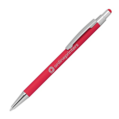 Penna a sfera in metallo rossa con funzione touch e clip.