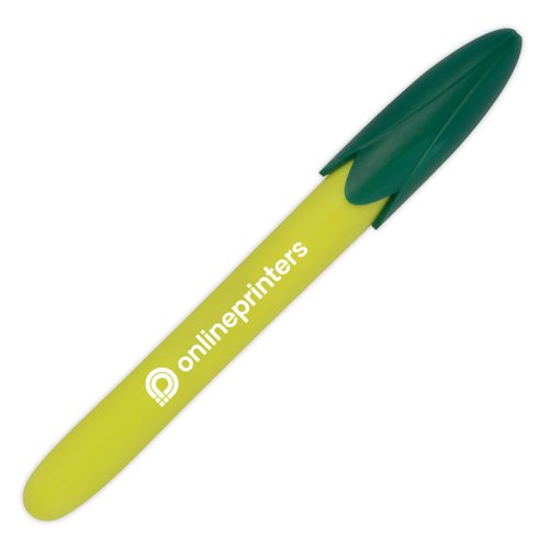 Penne a sfera di mais giallo con cappuccio verde.