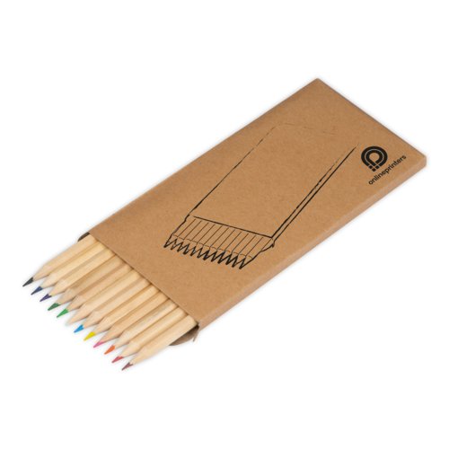 Set di matite colorate in legno, 12 pezzi in astuccio di cartone.