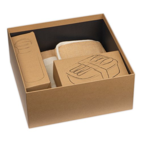 Set regalo con vari prodotti in una scatola.