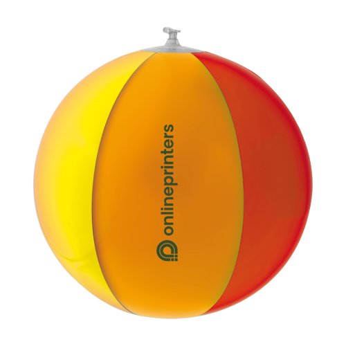Pallone da spiaggia multicolore in plastica con design gonfiabile.