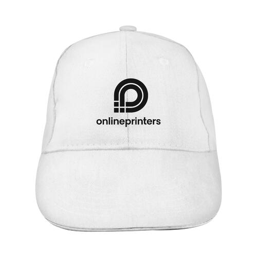 Cappellino da baseball bianco in tessuto a sei pannelli.