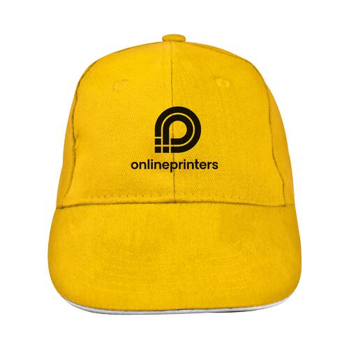 Cappellino da baseball giallo in tessuto a sei pannelli.