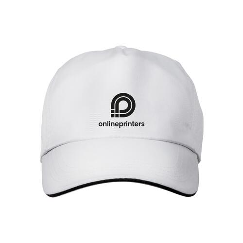 Cappellino bianco con visiera precurvata e chiusura regolabile.