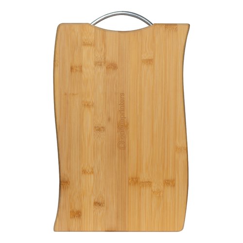 Tagliere beige in bamb con manico.