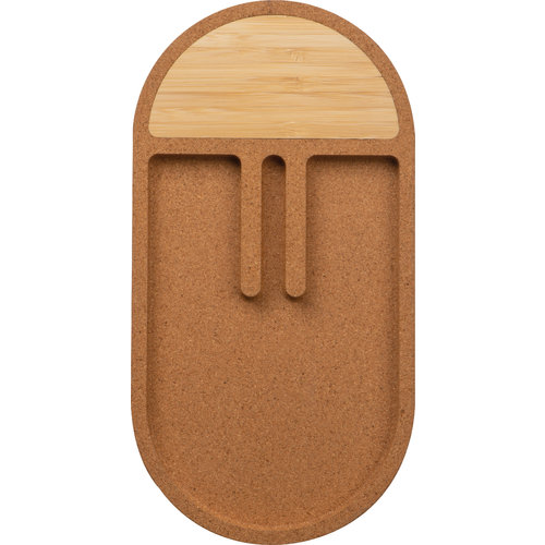 Organizzatore da scrivania beige in sughero e bamb con scomparti.