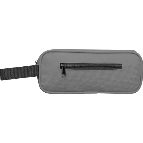 Astuccio grigio in RPET con zip e passante.