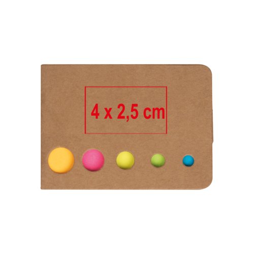 Set di foglietti adesivi in carta con segnapunti rotondi in vari colori.
