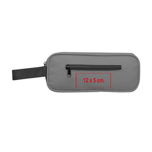 Astuccio grigio in RPET con cerniera e passante.