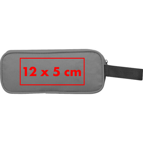 Astuccio grigio in RPET con cerniera e passante.