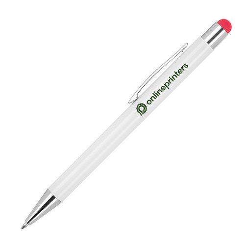 Penna a sfera rossa in metallo con funzione touch e clip.