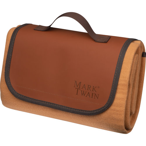 Coperta da picnic beige con maniglia e parte inferiore idrorepellente.