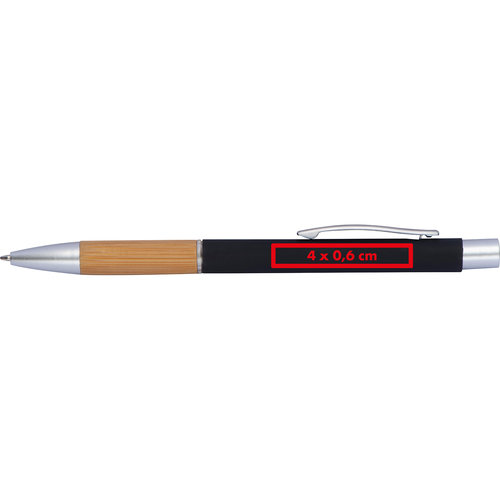 Penna a sfera nera in alluminio e bamb con clip.
