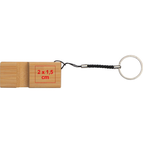 Portachiavi in legno con anello in metallo.