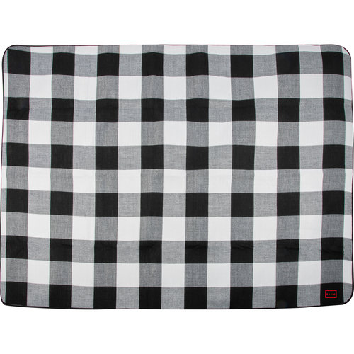 Coperta da picnic a scacchi con fondo idrorepellente.