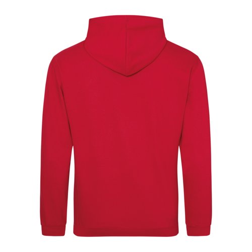 Felpa rossa in misto cotone con cappuccio e tasca a marsupio.