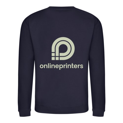 Felpa unisex blu navy in misto cotone con maniche lunghe.