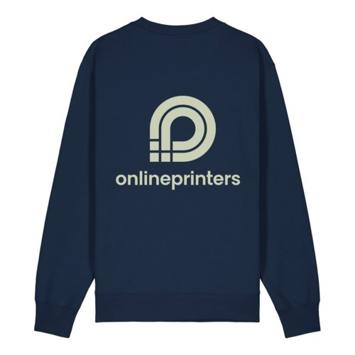 Felpa blu navy in cotone organico, unisex.