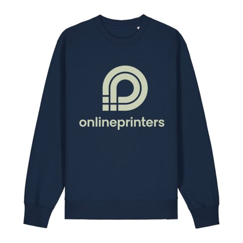 Felpa unisex blu navy in cotone biologico con scollo rotondo.