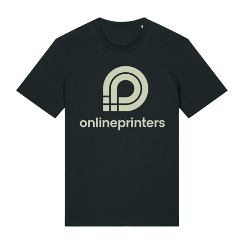 T-shirt nera in cotone biologico a maniche corte, vestibilit unisex.