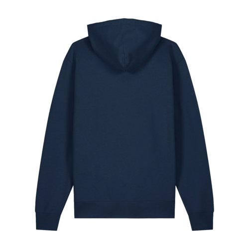 Felpa con cappuccio blu navy in cotone organico.