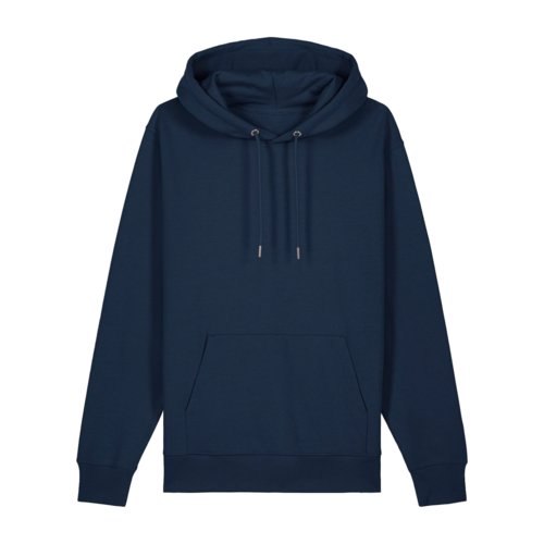 Felpa con cappuccio blu navy in cotone con cappuccio e tasca a marsupio.