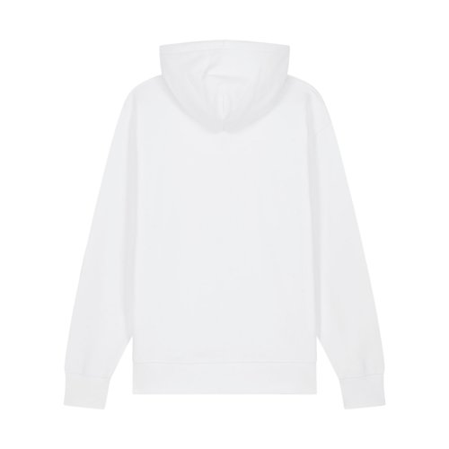 Felpa con cappuccio bianca unisex in cotone biologico.