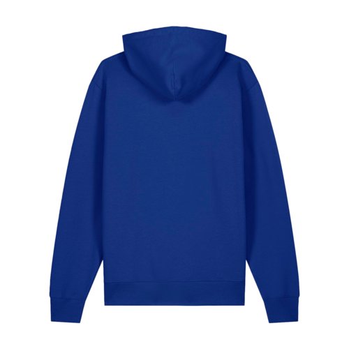 Felpa con cappuccio blu scuro in cotone con cappuccio e tasca a marsupio.