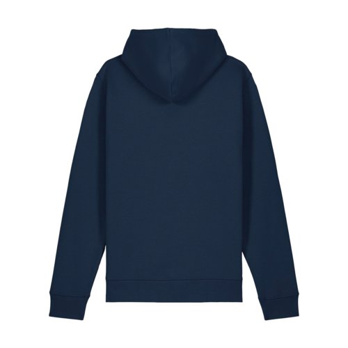 Felpa con cappuccio blu navy in cotone-poliestere con cappuccio e tasca a marsupio.