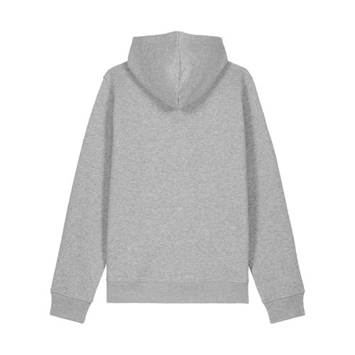 Felpa con cappuccio grigio mlange in misto cotone con cappuccio e coulisse.