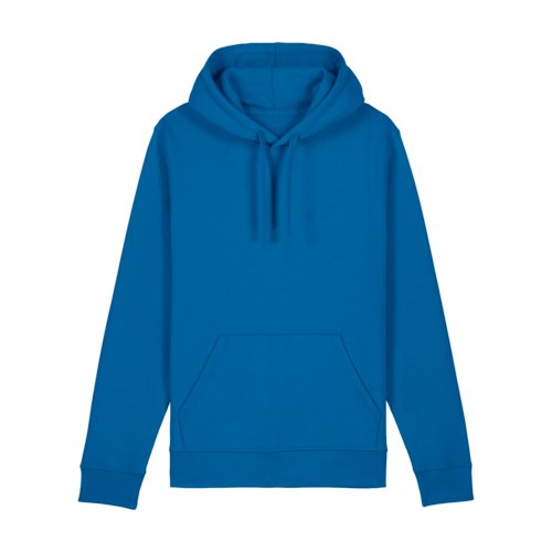 Felpa blu royal in misto cotone con cappuccio e tasca a marsupio.