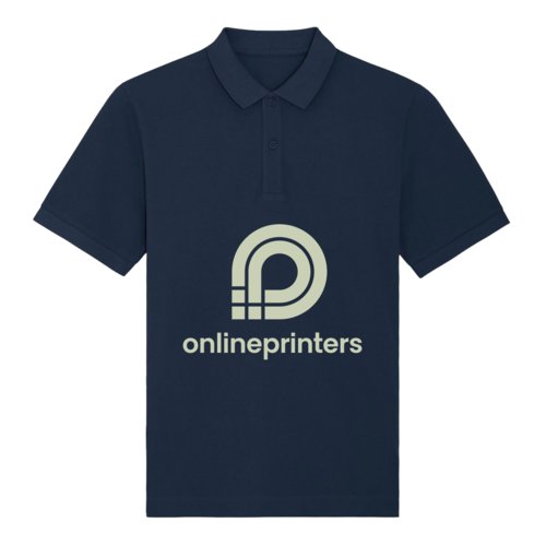 Polo blu navy in cotone biologico con abbottonatura corta.
