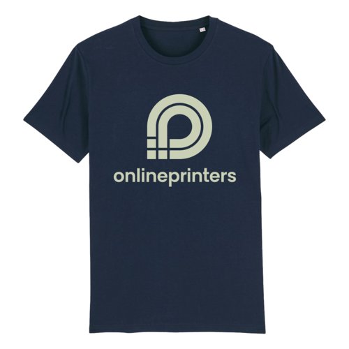 T-shirt blu navy in cotone biologico, vestibilit unisex, con maniche corte.