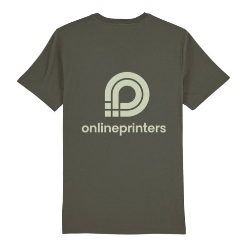 T-shirt kaki in cotone, vestibilit unisex, con maniche corte.