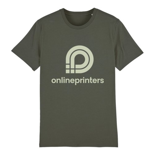 T-shirt kaki in cotone, vestibilit unisex, con maniche corte.