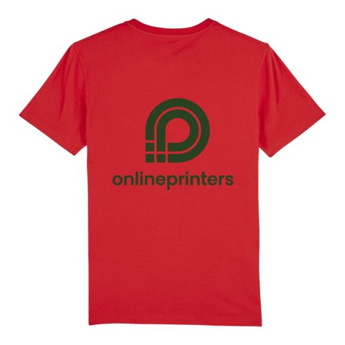 T-shirt rossa in cotone organico, vestibilit unisex, con maniche corte.