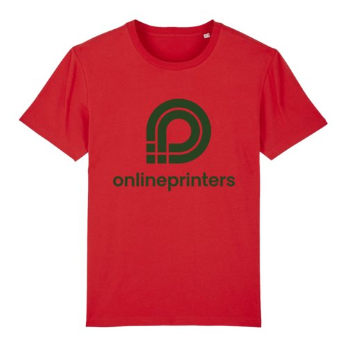 T-shirt rossa in cotone organico a maniche corte.