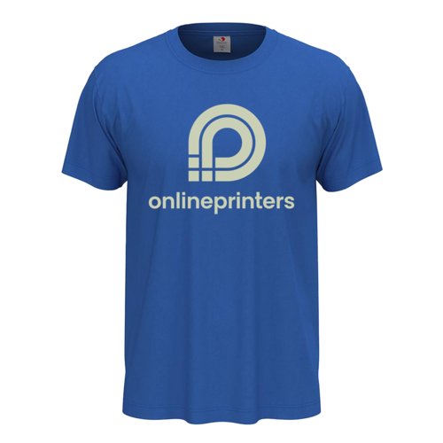 T-shirt in cotone blu reale, vestibilit unisex, con maniche corte.