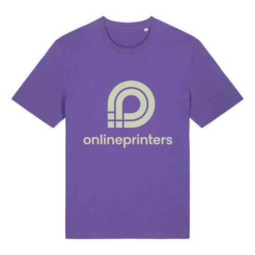 T-shirt viola in cotone biologico con maniche corte e collo rotondo.