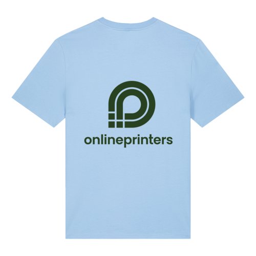T-shirt azzurra in cotone organico a maniche corte.