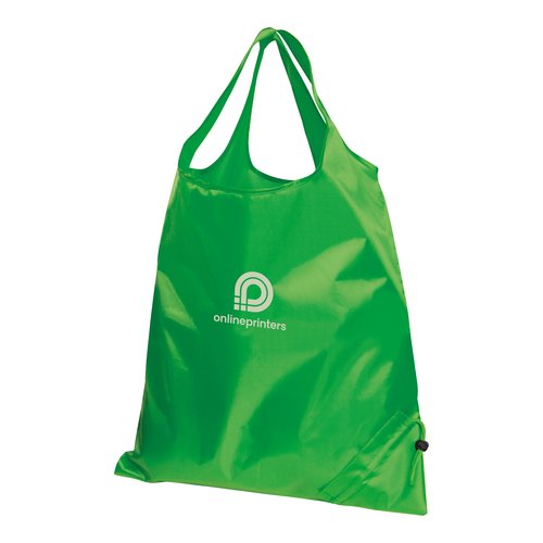 Borsa pieghevole verde con coulisse.