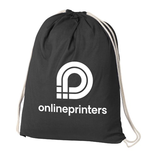 Sacca da palestra nera in cotone con coulisse.