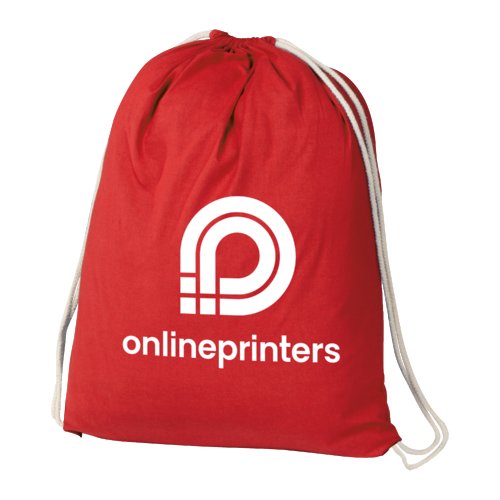 Sacca da palestra rossa in cotone con coulisse.