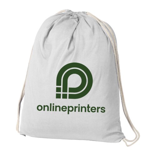 Sacca da palestra bianca in cotone con coulisse.