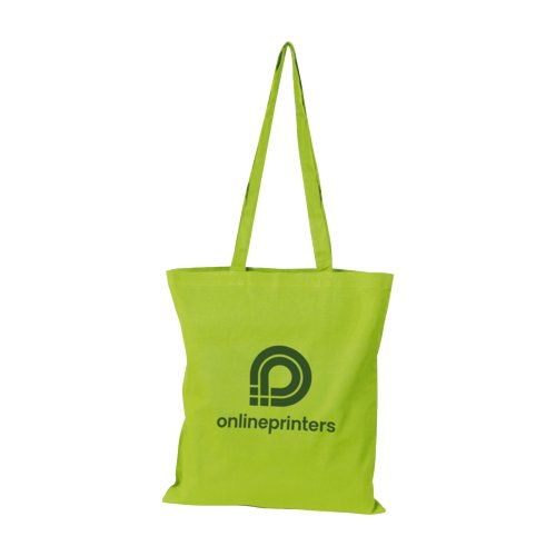 Borsa di cotone verde mela con manici lunghi.