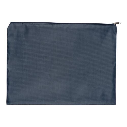 Set da viaggio in tessuto blu scuro, 4 pezzi con cerniera.